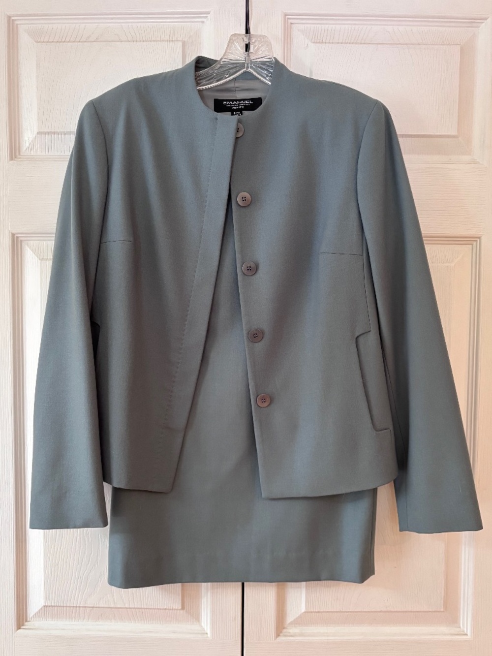 Vintage Emanuel Ungaro Sage Green Grey Petite Suit